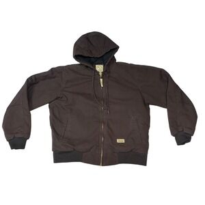 Berne Ladies WHJ51DBN Quilt Lined Duck Canvas Hooded Bomber Jacket Brown Medium